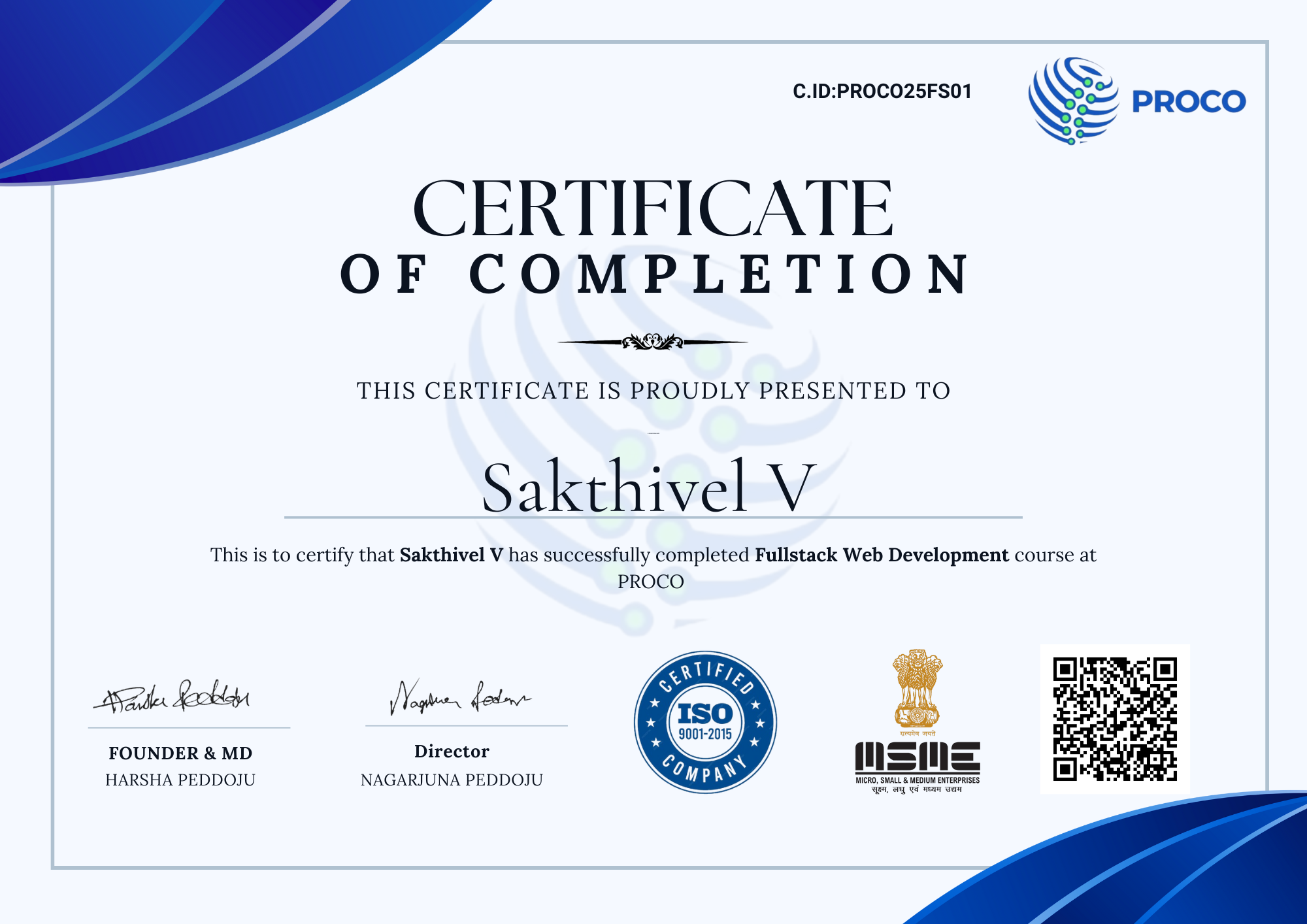 Full Stack Certification Sample